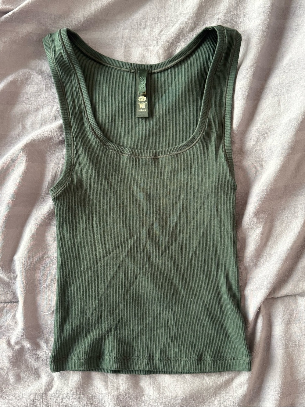 SKIMS cotton rib tank. Color spruce